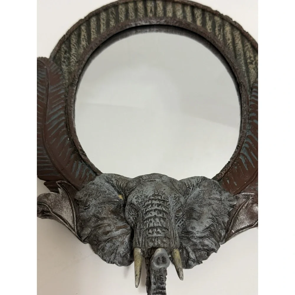 Safari Elephant Oval Wall Mirror James Rae Designs Jungle Palm Leaf Decor